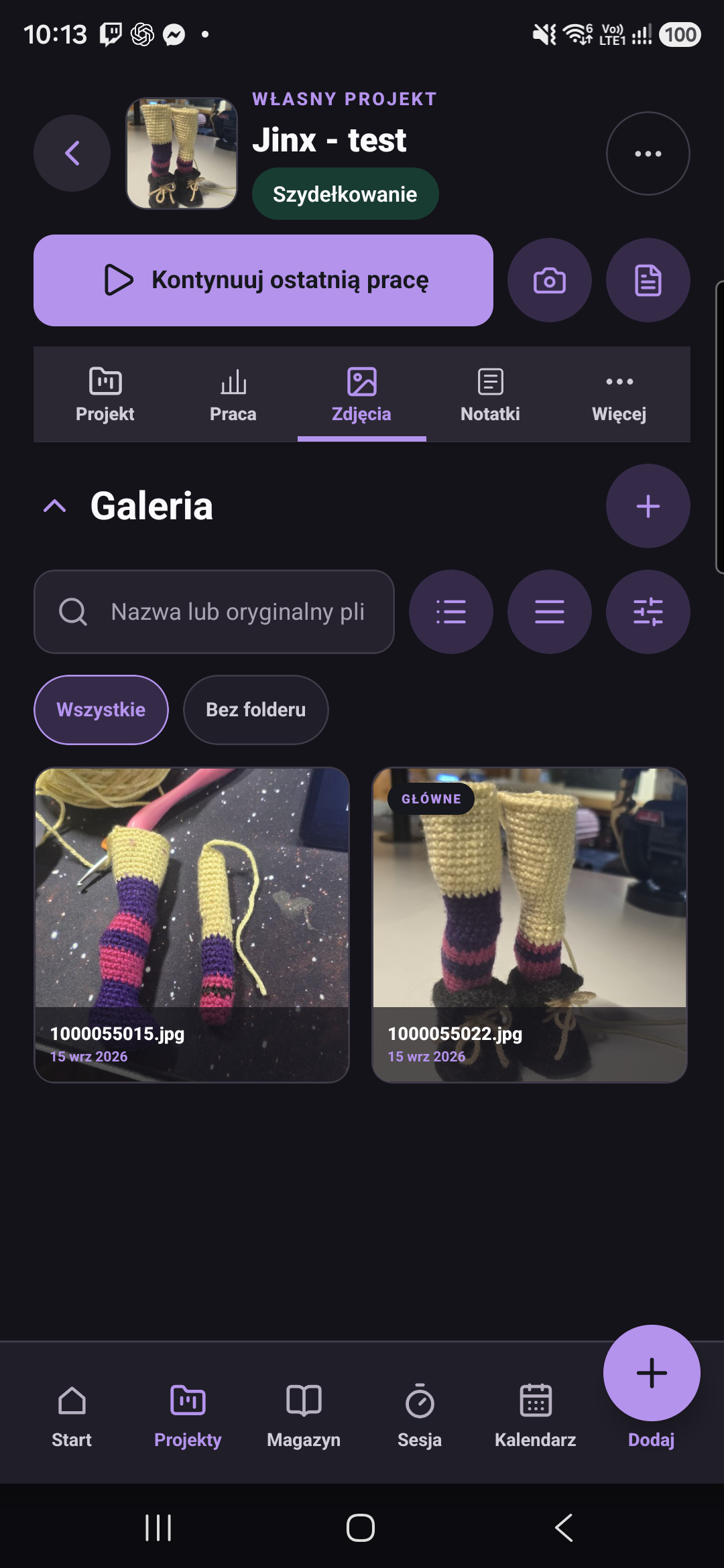 Gallery of real Jinx progress photos; Polish interface.